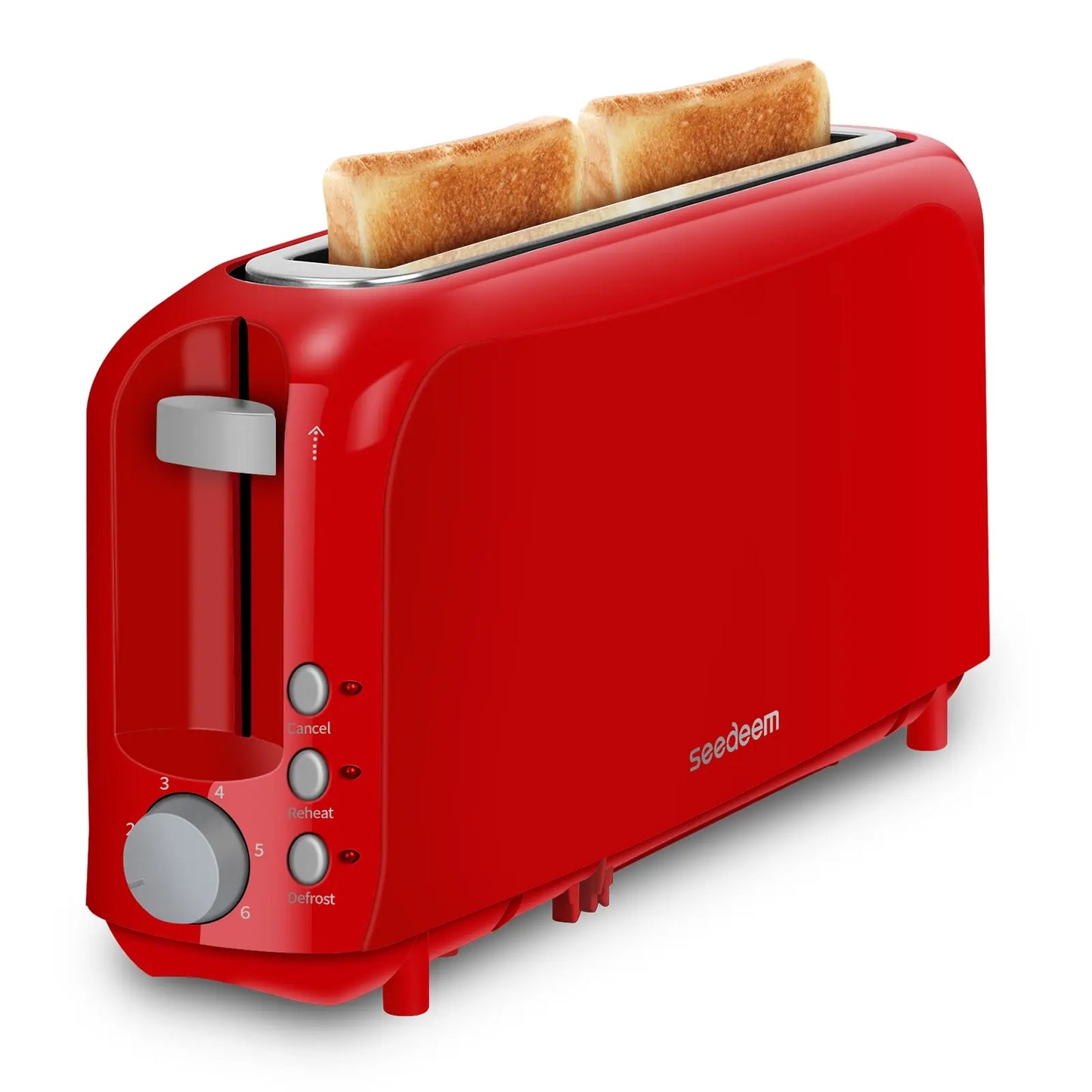 Fits-anywhere Kitchenware Slice Slim Toaster 6 Setting Shade Control with Cancel & Reheat & Defrost Removable Crumb Tray 750 Watt Household Appliances Toastie Maker