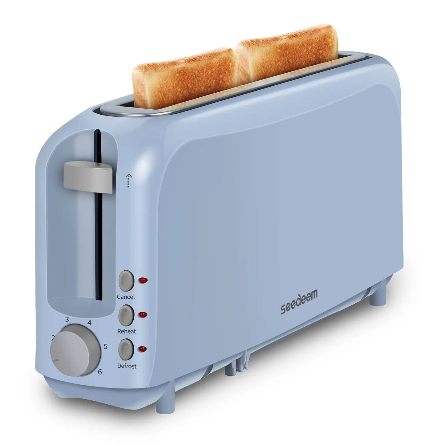 Fits-anywhere Kitchenware Slice Slim Toaster 6 Setting Shade Control with Cancel & Reheat & Defrost Removable Crumb Tray 750 Watt Household Appliances Toastie Maker