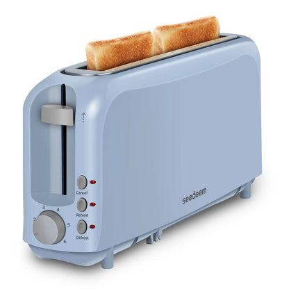 Fits-anywhere Kitchenware Slice Slim Toaster 6 Setting Shade Control with Cancel & Reheat & Defrost Removable Crumb Tray 750 Watt Household Appliances Toastie Maker