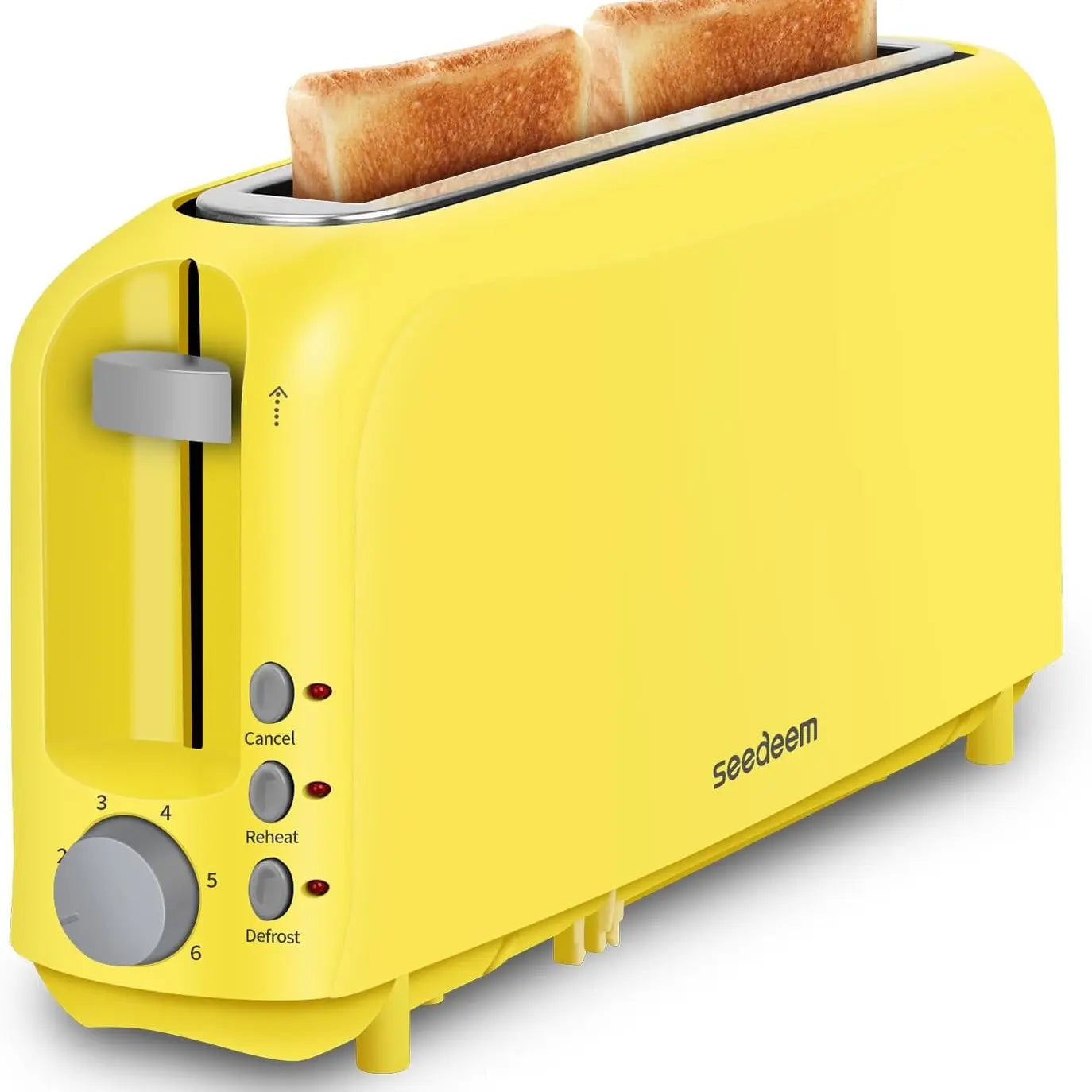 Fits-anywhere Kitchenware Slice Slim Toaster 6 Setting Shade Control with Cancel & Reheat & Defrost Removable Crumb Tray 750 Watt Household Appliances Toastie Maker