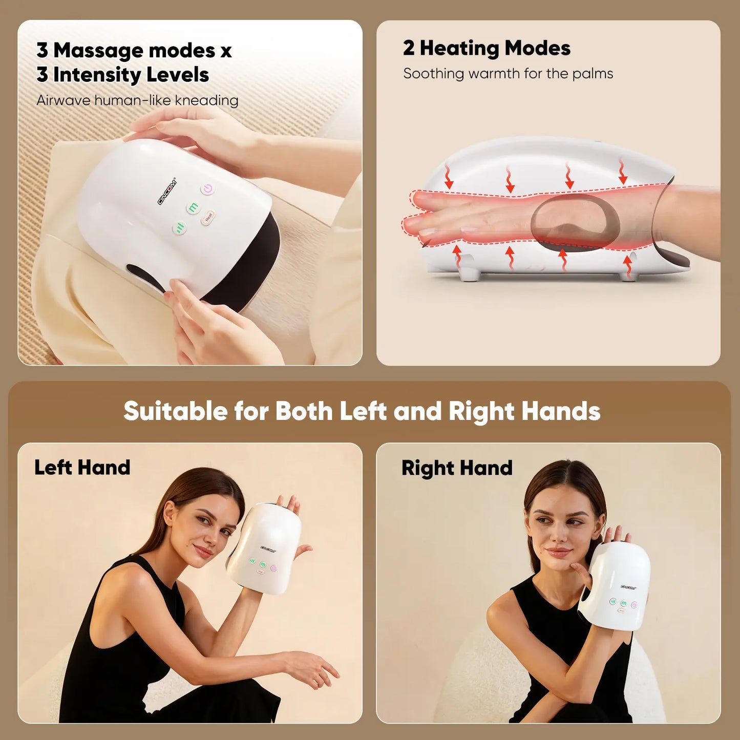 CINCOM Portable Hand Massager with Comfort Heat - Cordless, Adjustable Settings, Auto-Off, White, Black, Pink, Blue, Perfect Gift for Families, Men & Women - Ideal for Black Friday, Thanksgiving, Christmas, Birthdays & More,summerwins Lymphatic Drainage R