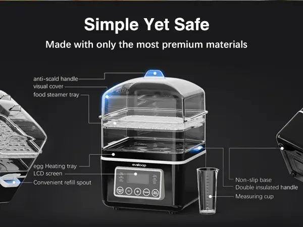 【Deals For You Days】EVOLOOP 2 Tiers Electric Food Steamer for Cooking, 4 QT Digital Multi Vegetable Steamer with BPA-Free Stackable Baskets, Rapid Egg Cooker with Auto Shut-Off, Ideal for Veggies, Rice