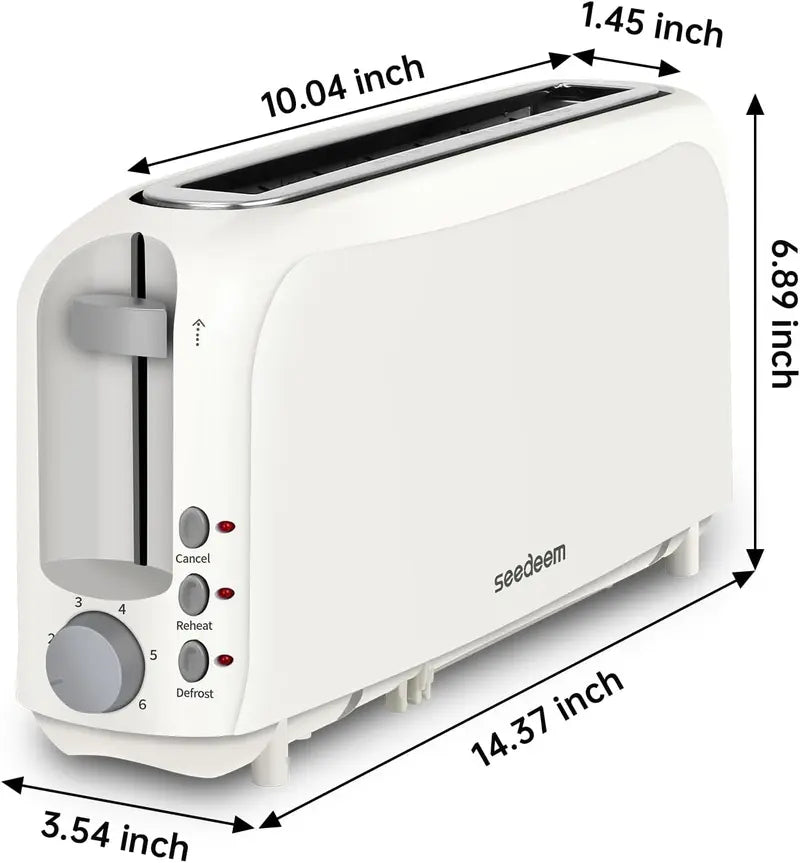 Fits-anywhere Kitchenware Slice Slim Toaster 6 Setting Shade Control with Cancel & Reheat & Defrost Removable Crumb Tray 750 Watt Household Appliances Toastie Maker