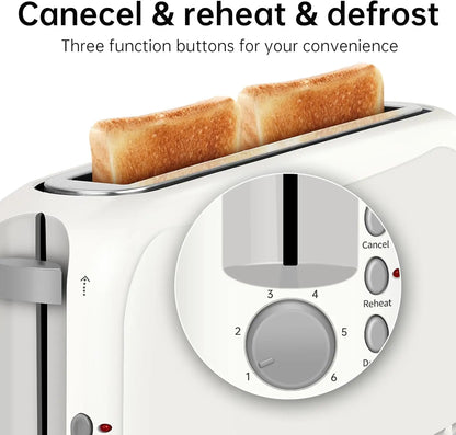 Fits-anywhere Kitchenware Slice Slim Toaster 6 Setting Shade Control with Cancel & Reheat & Defrost Removable Crumb Tray 750 Watt Household Appliances Toastie Maker