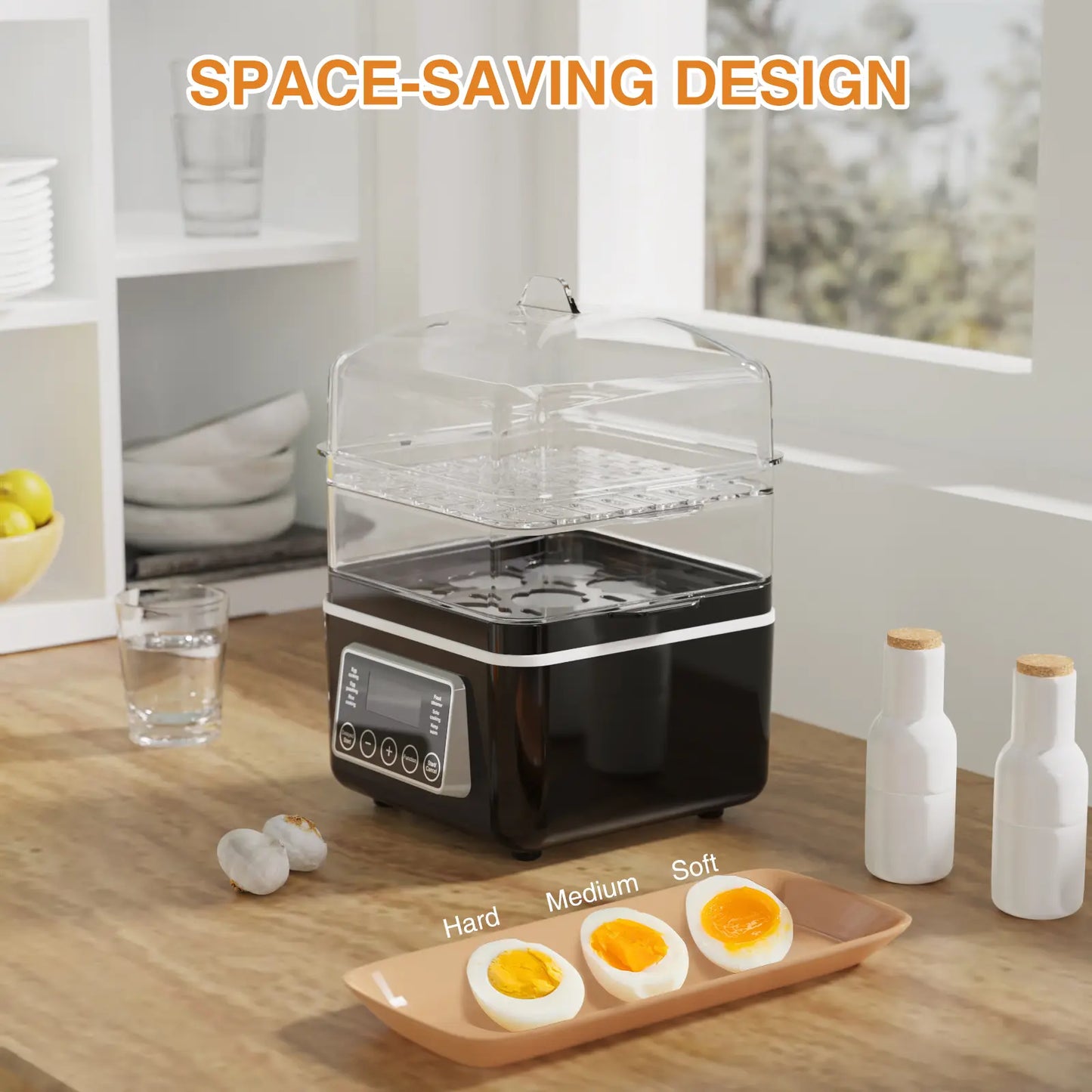 【Deals For You Days】EVOLOOP 2 Tiers Electric Food Steamer for Cooking, 4 QT Digital Multi Vegetable Steamer with BPA-Free Stackable Baskets, Rapid Egg Cooker with Auto Shut-Off, Ideal for Veggies, Rice