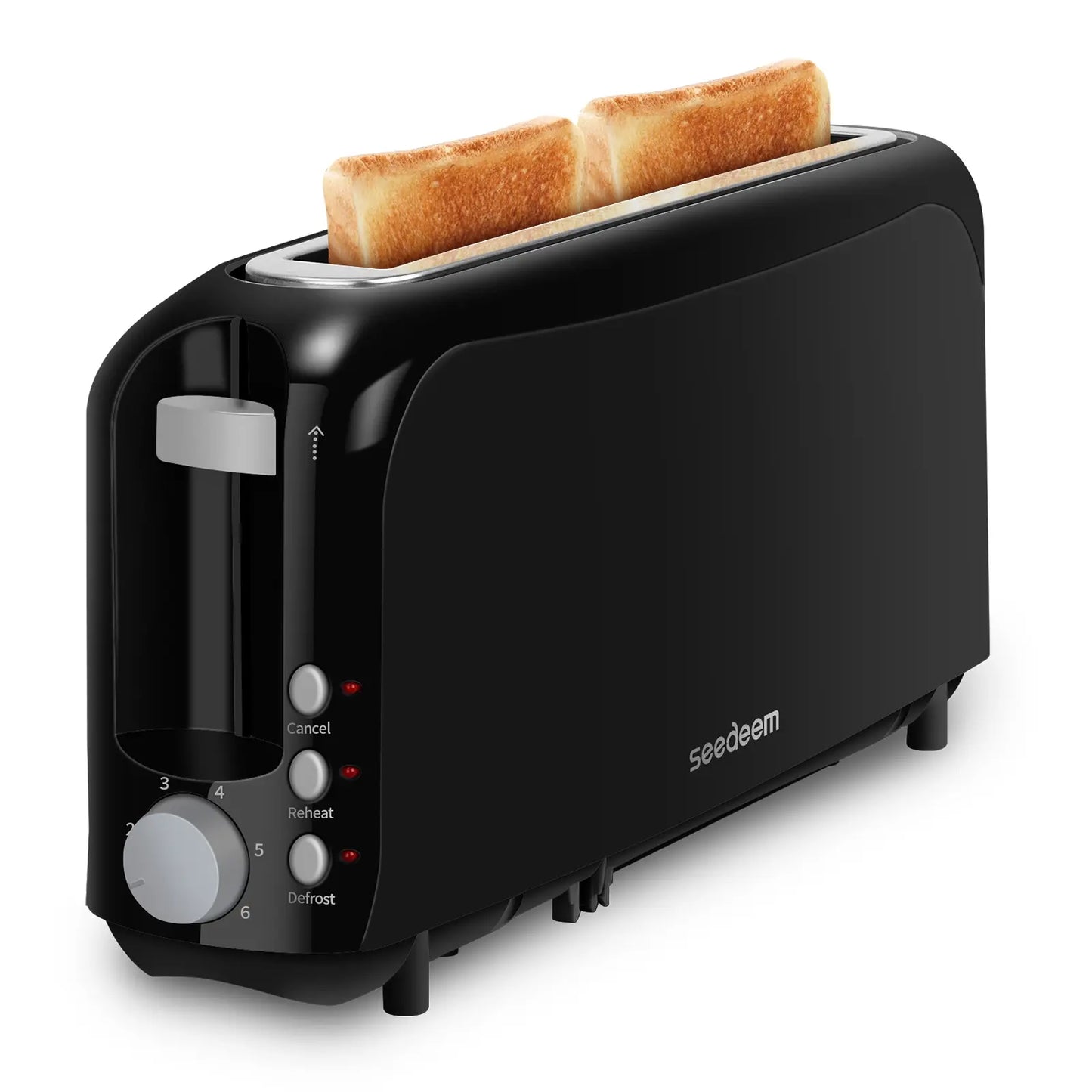 Fits-anywhere Kitchenware Slice Slim Toaster 6 Setting Shade Control with Cancel & Reheat & Defrost Removable Crumb Tray 750 Watt Household Appliances Toastie Maker